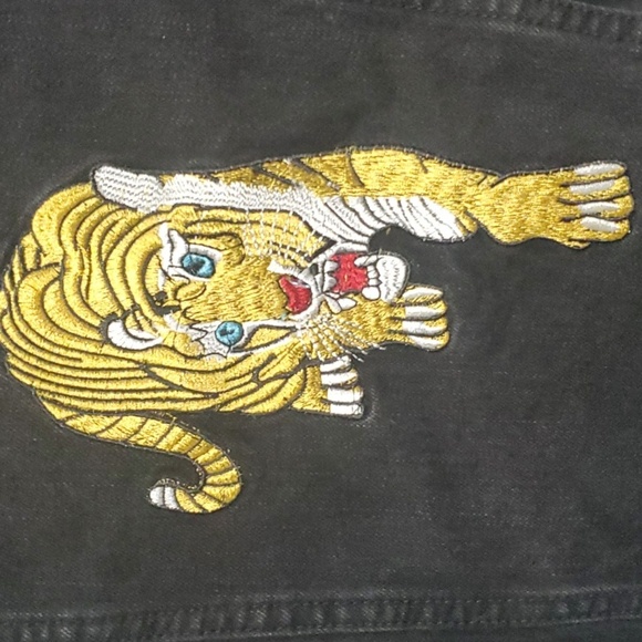 Haus of Jr jacket Girl's size 12 black Jeffery Space Patch denim trucker… - Picture 8 of 12